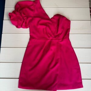 DO+BE One-Shoulder Mini Dress in Hot Pink